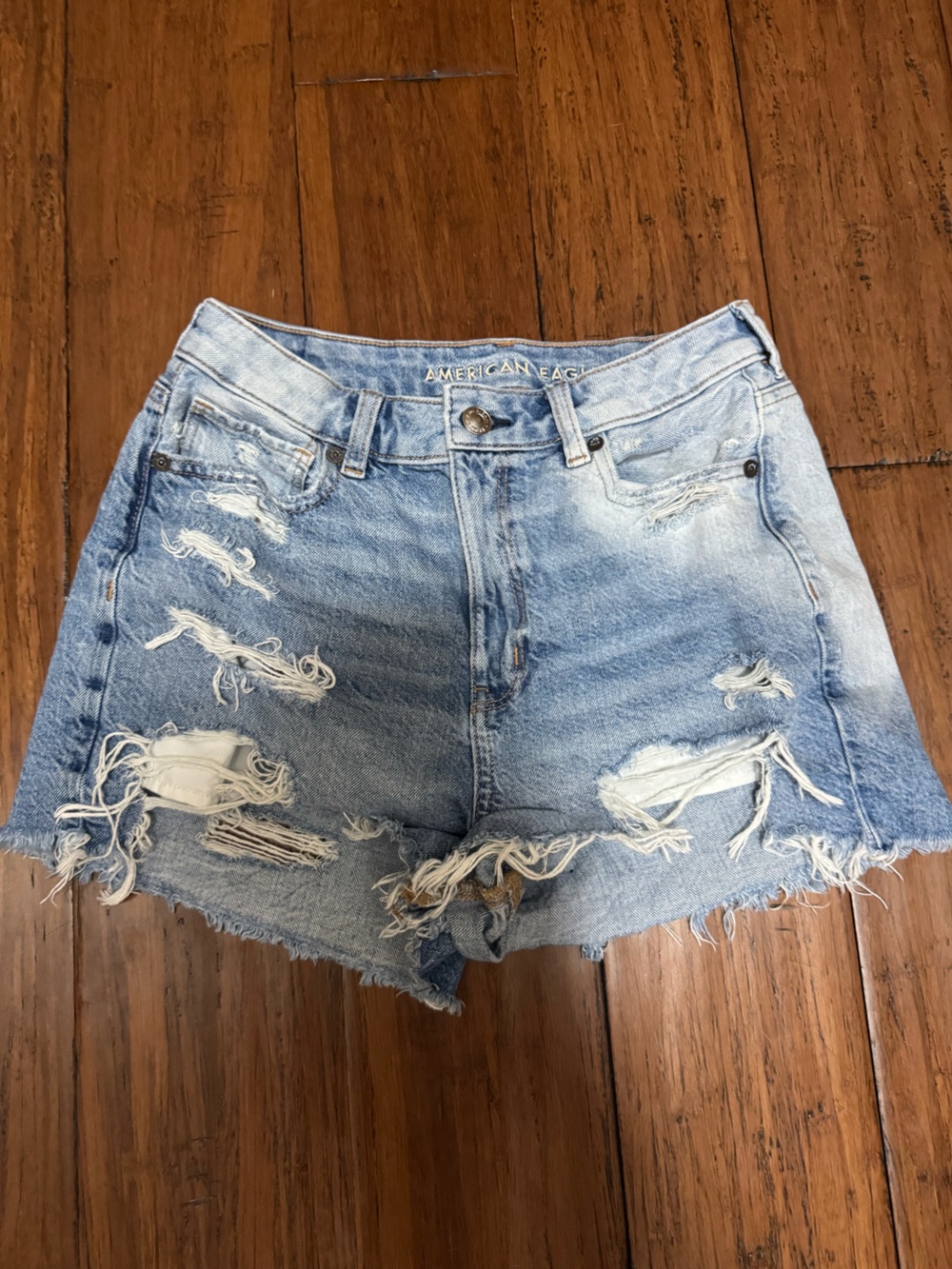 American Eagle Outfitters Light Wash Distressed Denim Cutoff Shorts